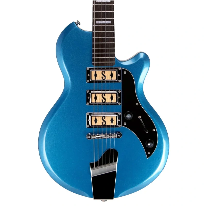 Supro Island Series Hampton Guitar – Triple Pickup – Ocean Blue Metallic – Free Gig-Bag