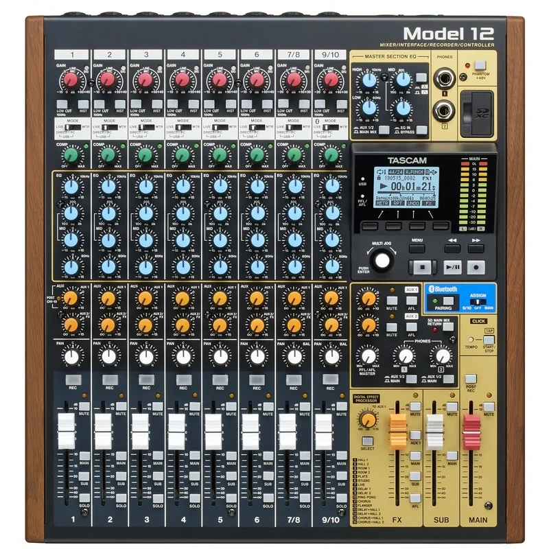 Tascam 10-Channel Mixer With 12-Track Recorder And USB Audio Interface MODEL12
