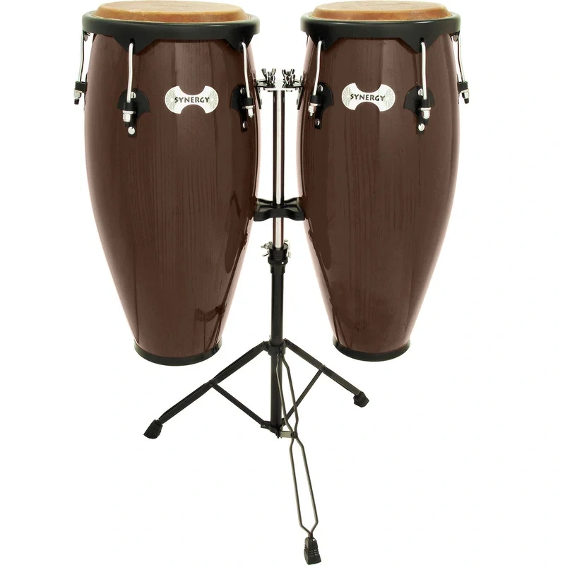 Toca 2300TOB Synergy Series Wood Conga Set with Stand – Tobacco Brown