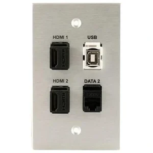 W1410F-CA (2) HDMI Key, USB 2.0 BA and RJ45-CAT6 Wall Plate (Clear Anodized)