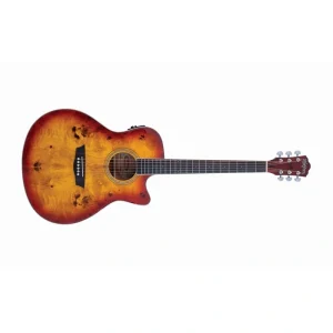 Washburn Deep Forest Burl Grand Auditorium Acoustic-Electric Guitar, Amber Fade DFBACEA