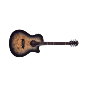 Washburn Deep Forest Burl Grand Auditorium Acoustic-Electric Guitar, Black Fade DFBACEB